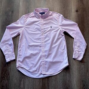 Ralph Lauren Pink & White Checkered Button Down Shirt Boy’s Size Large